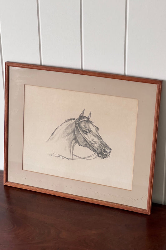 Charcoal Horse Portrait by Carle Vernet (French; 1758-1836) | Horizontal Orientation