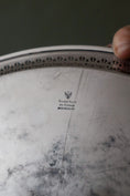 Load image into Gallery viewer, English Silver Plate on Copper Round 14.5”Tray with Pierced Rim
