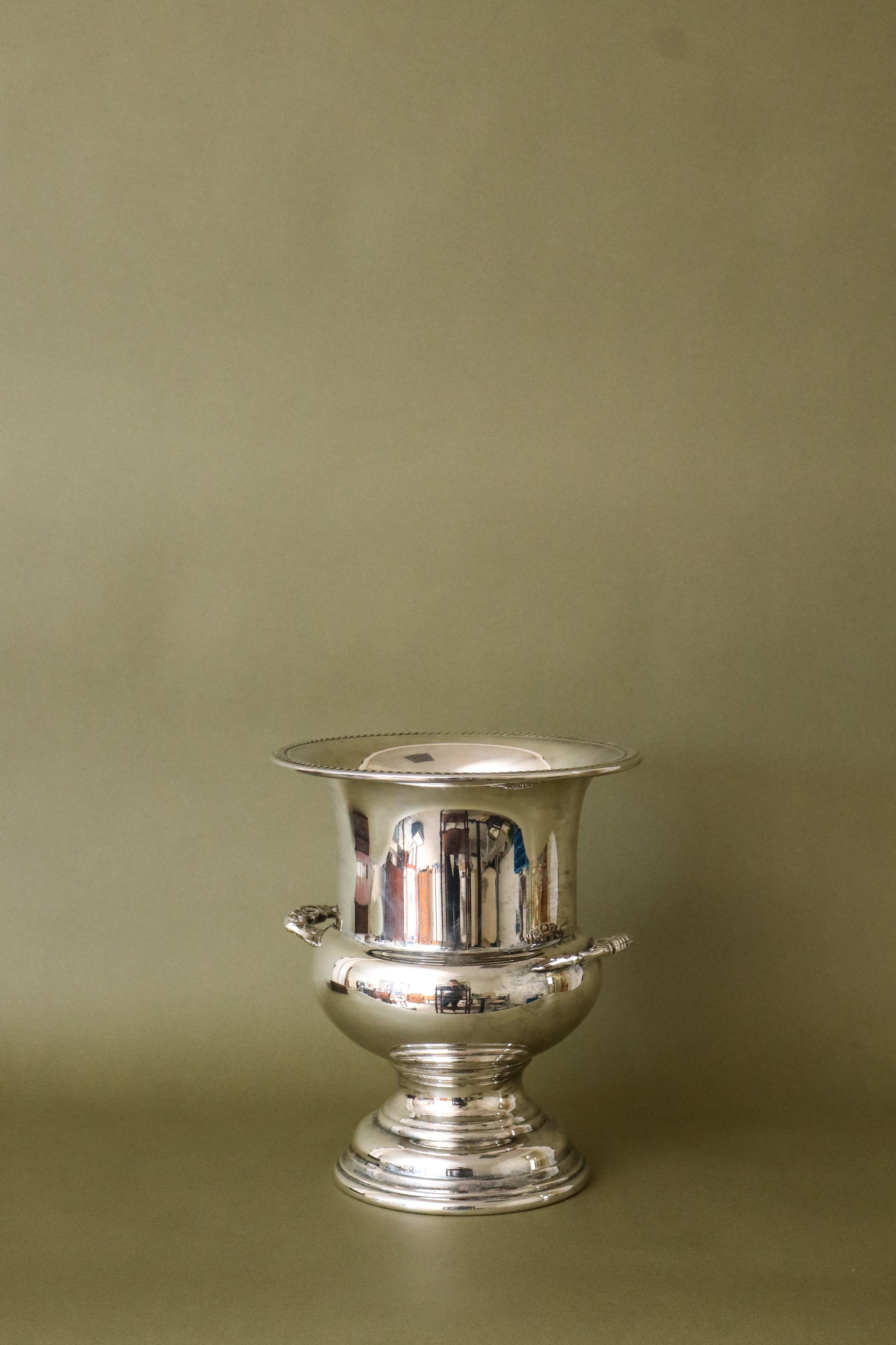 Silver Plate Trophy Champagne Bucket with Rope Lip Detail