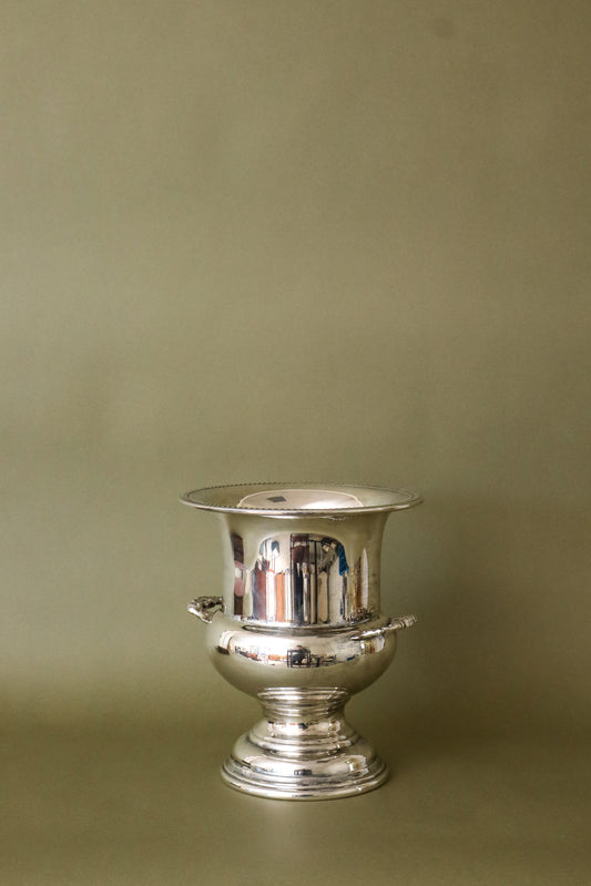 Silver Plate Trophy Champagne Bucket with Rope Lip Detail