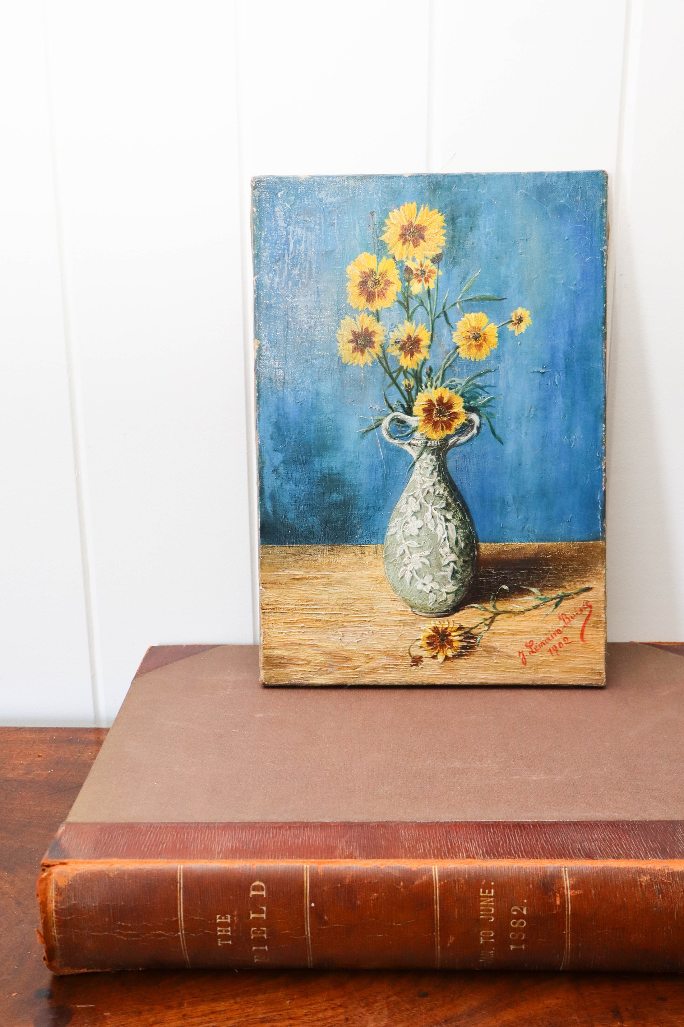 Antique French Oil On Canvas Floral Still Life (signed + dated 1902)