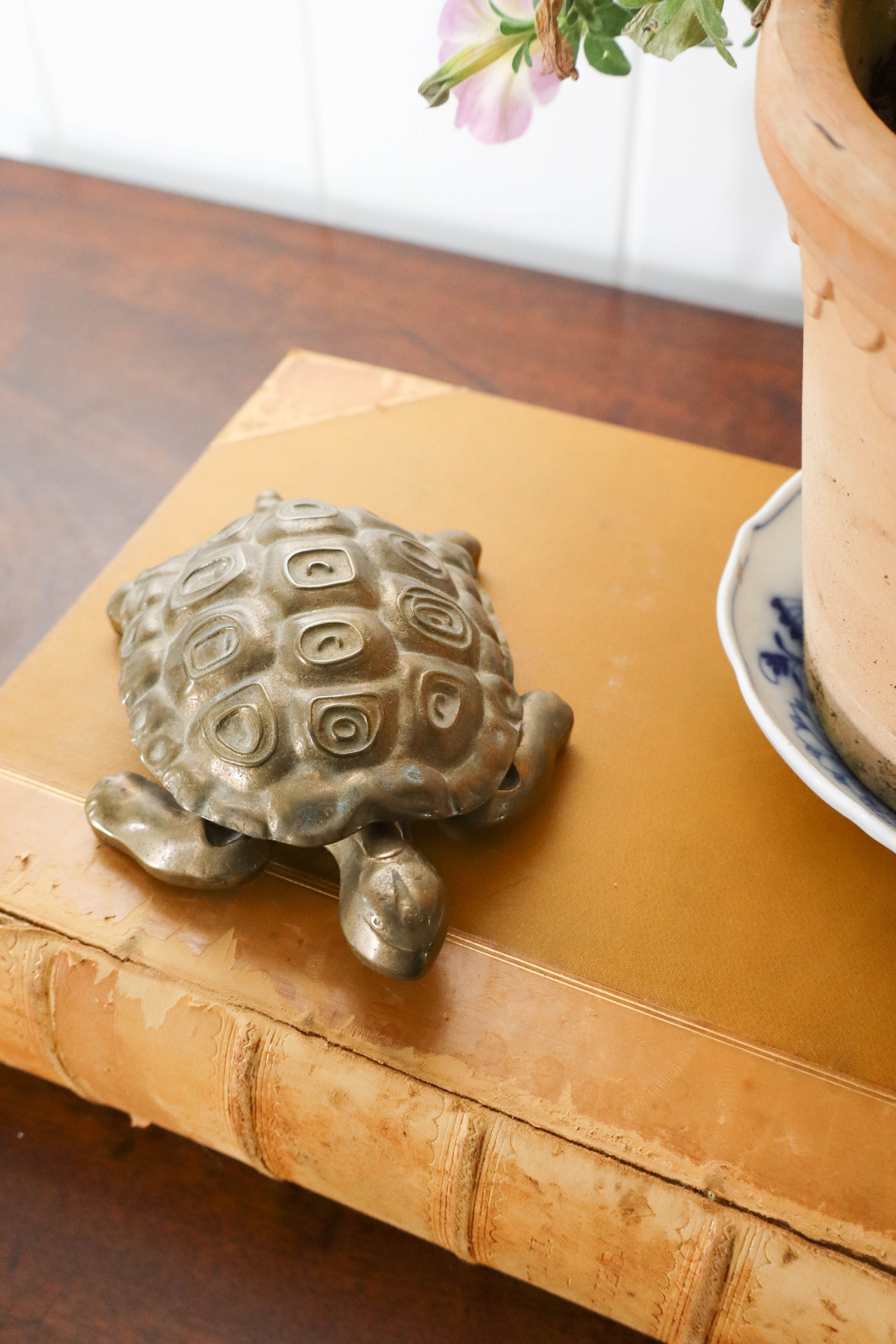 Vintage Lift-Shell Brass Turtle