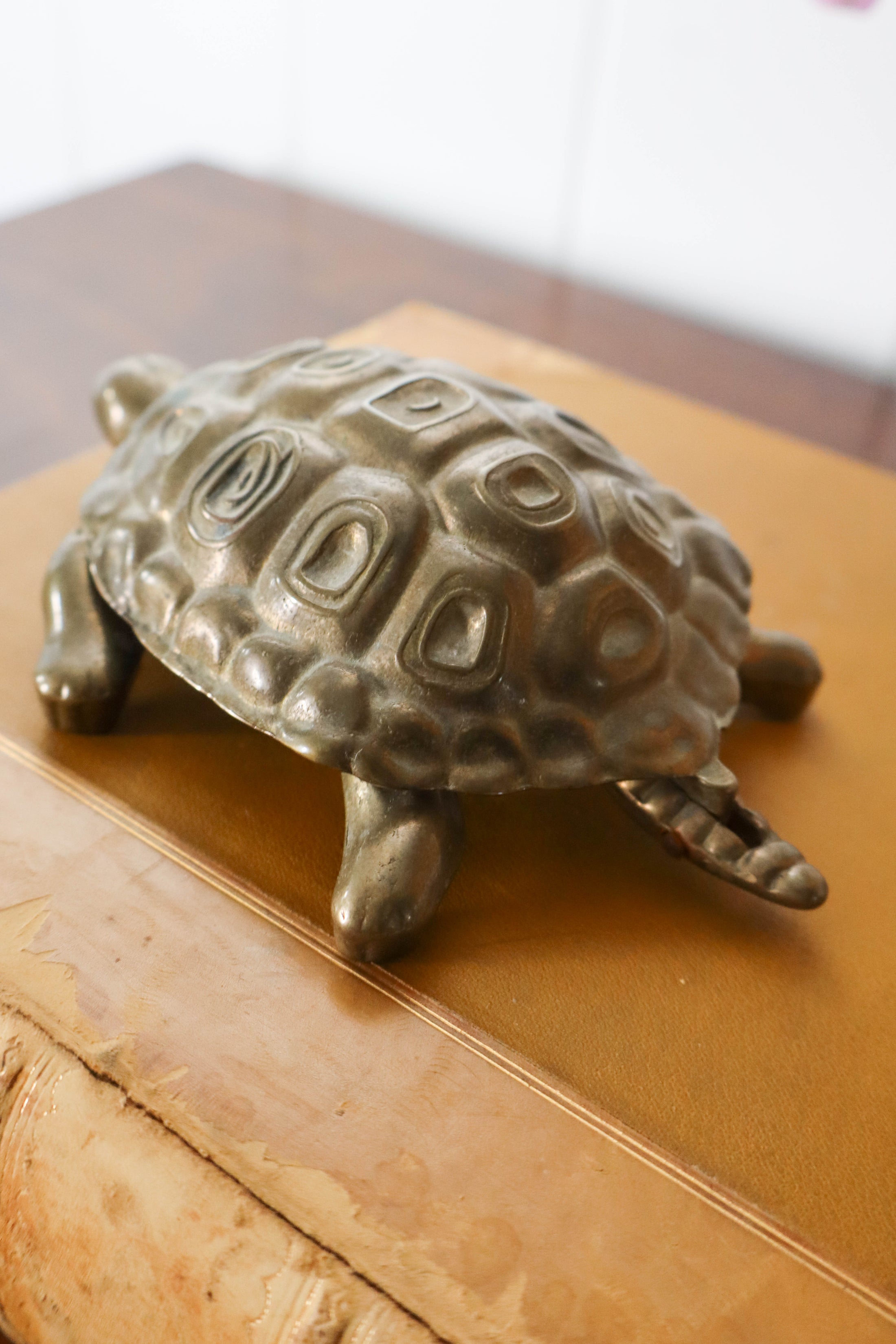 Vintage Lift-Shell Brass Turtle