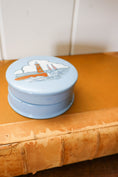Load image into Gallery viewer, Vintage Blue Ceramic Lidded Dish with Lighthouse + Boats
