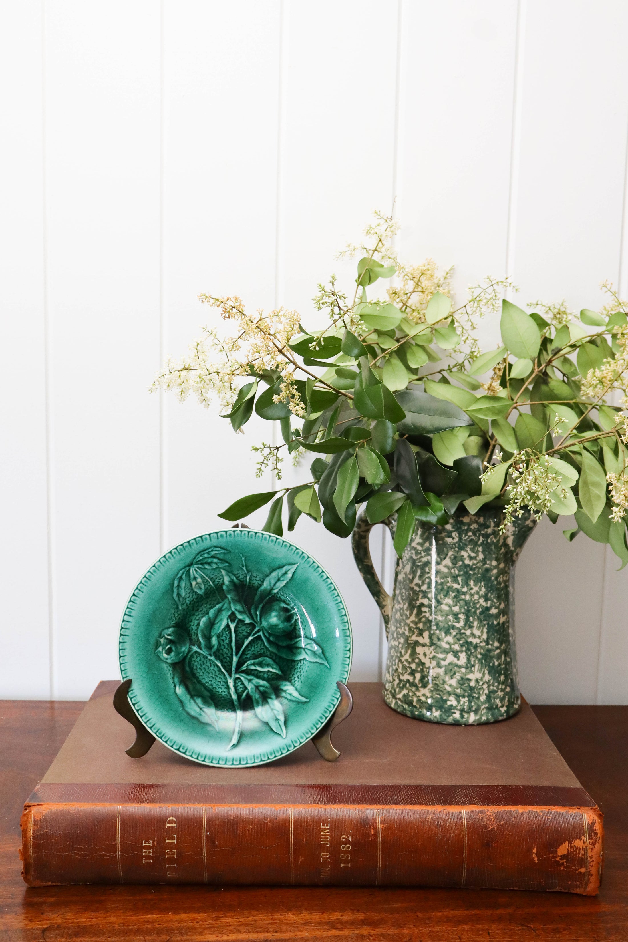 Antique French Majolica Thistle Plate