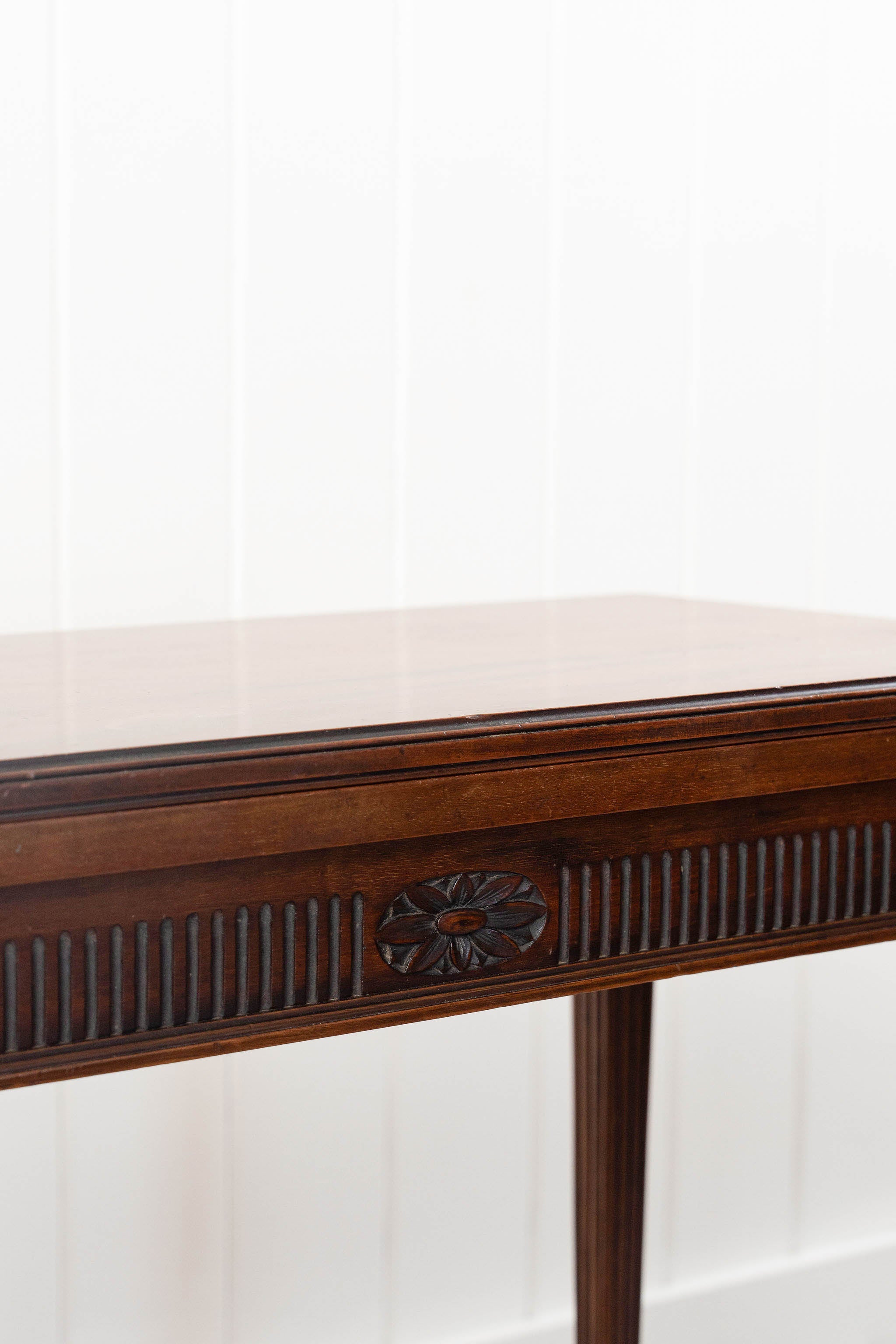 Antique English Gate Leg Card Table with Royal Blue Interior