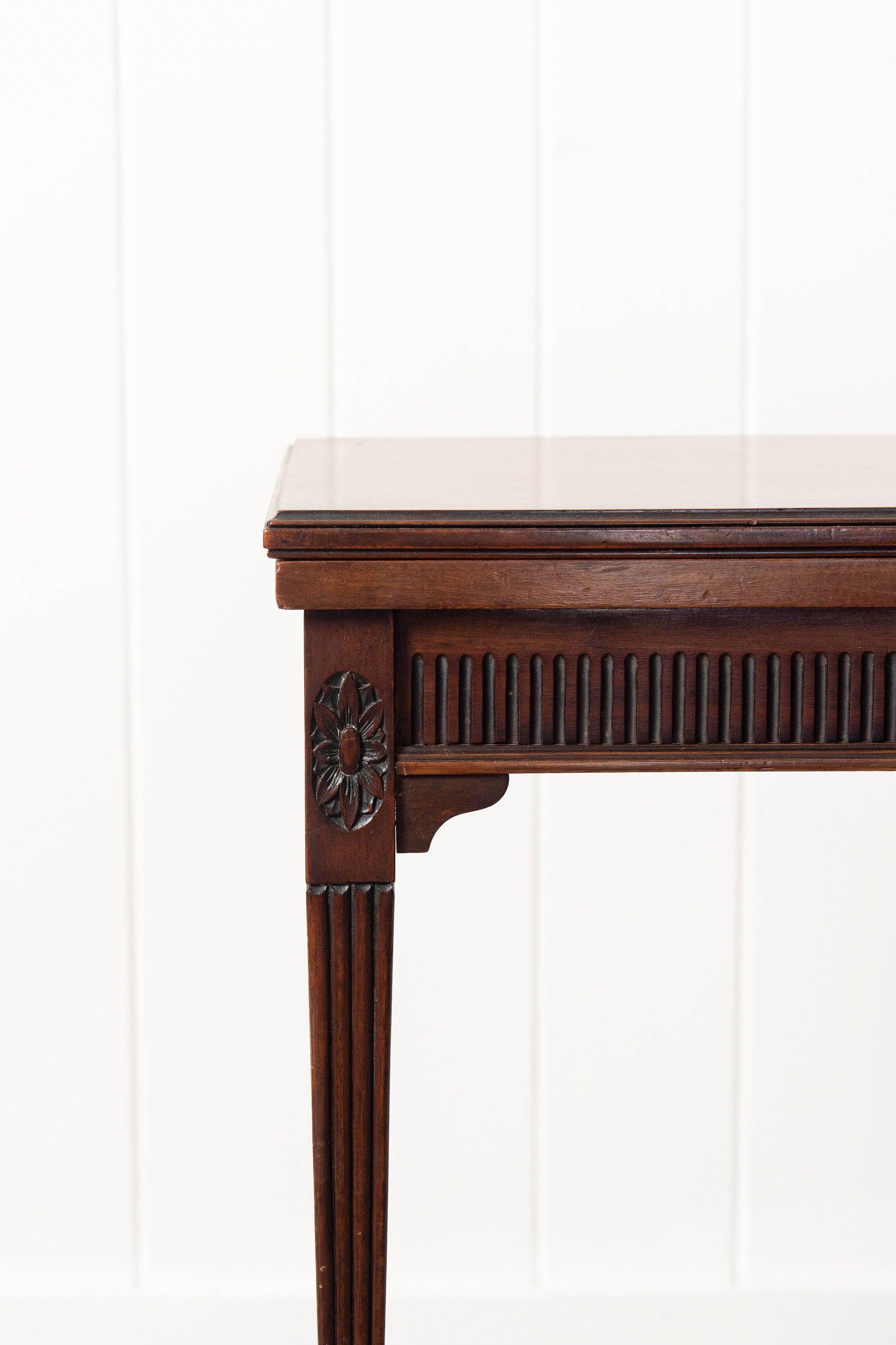 Antique English Gate Leg Card Table with Royal Blue Interior