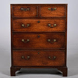 George III 2 Over 3 Mahogany and Crossbanded Hall Chest