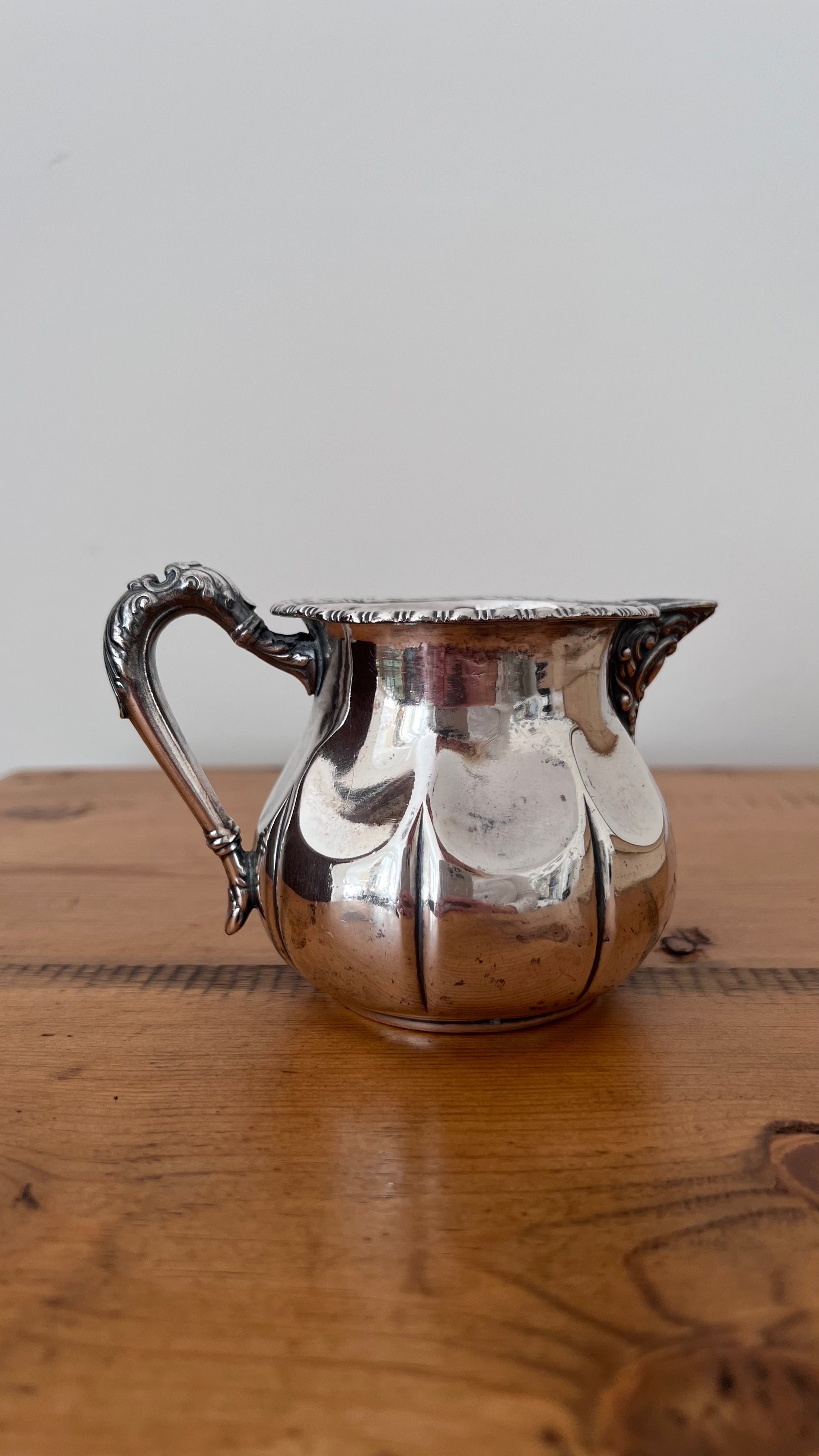 Antique Silver Plate Scalloped Creamer