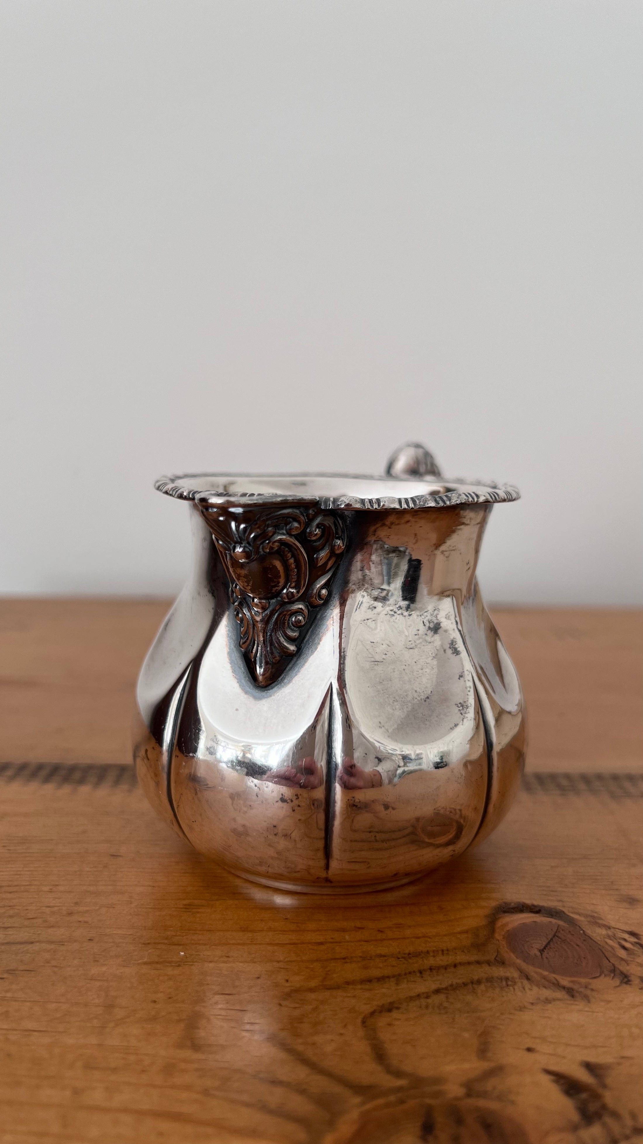 Antique Silver Plate Scalloped Creamer