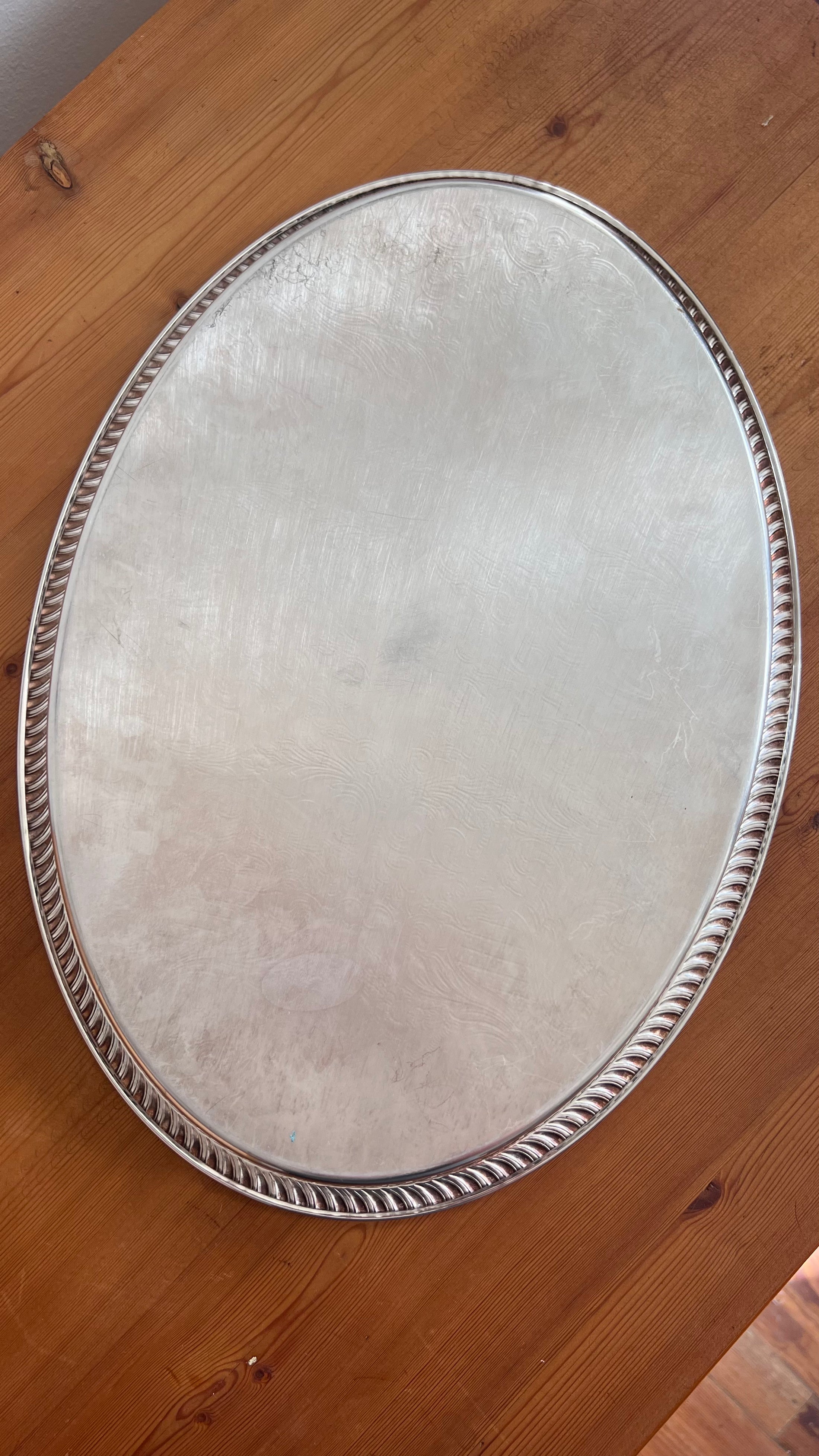 Oval Silver Plate Gallery Tray | 16”