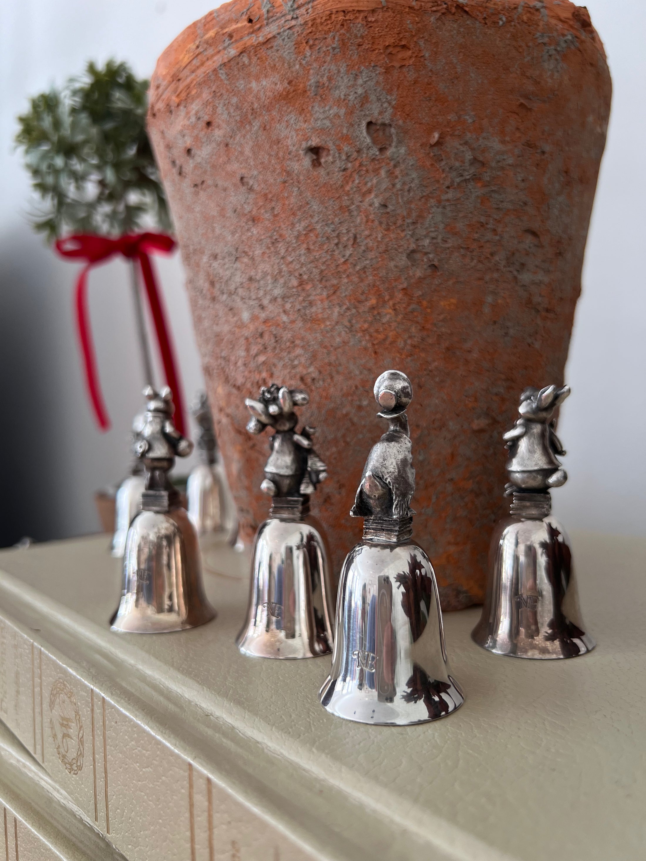 SET of 12 Vintage New England Collectors Beatrix Potter Silver Plate Bells