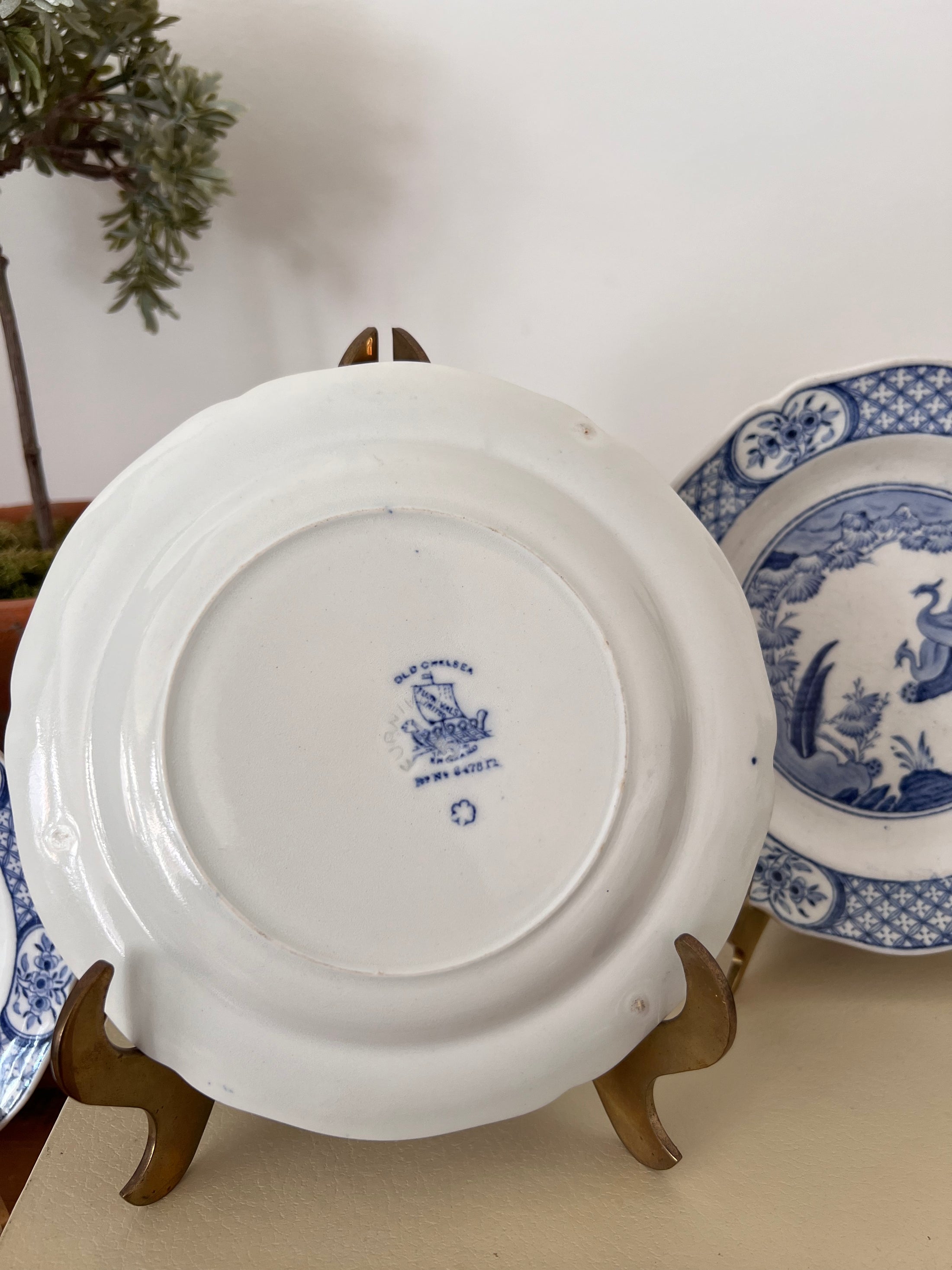 Furnivals Limited Old Chelsea England | Blue + White Bird Plate
