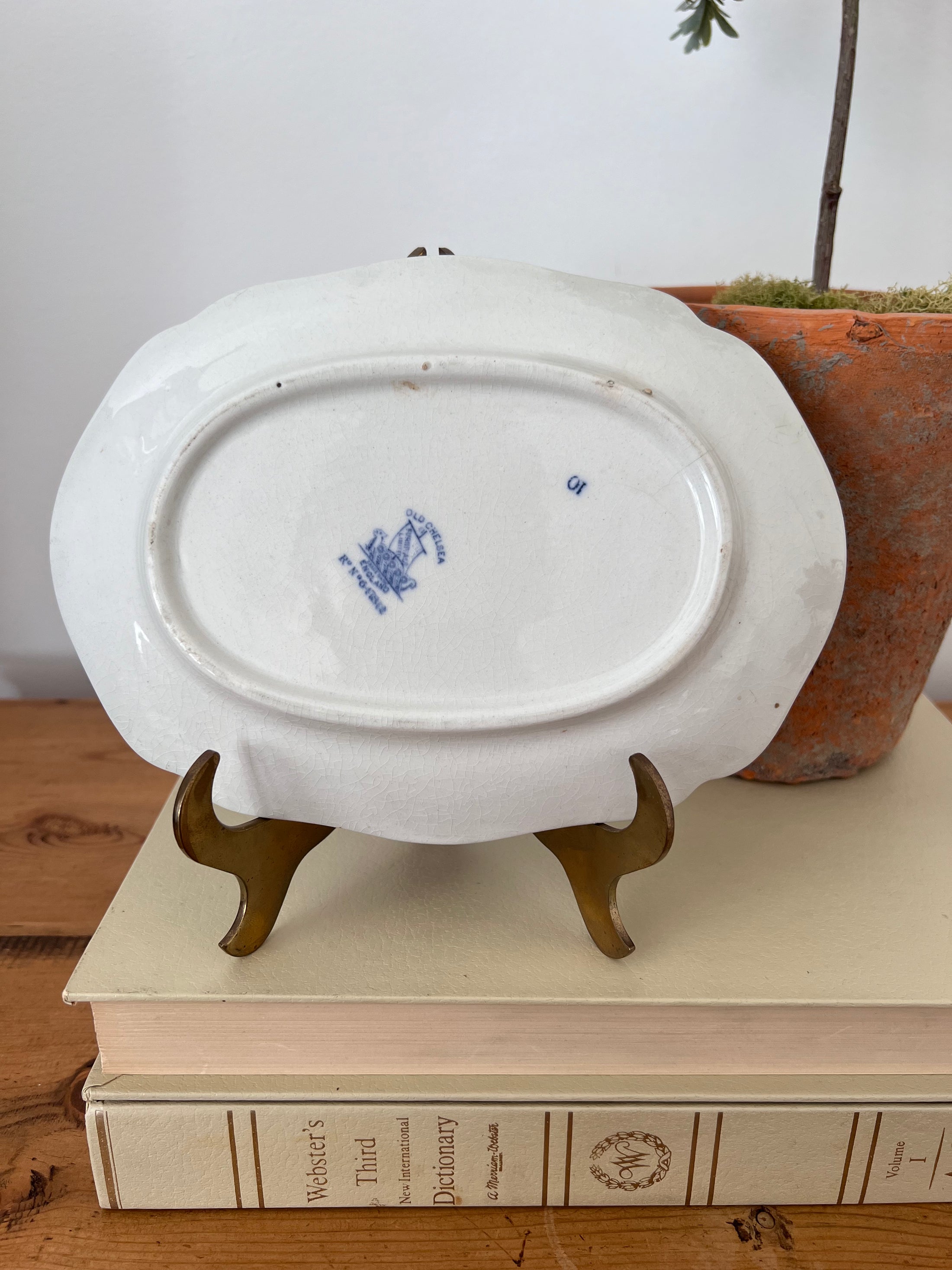 Furnivals Limited Old Chelsea England | Blue + White 9” Oblong Dish
