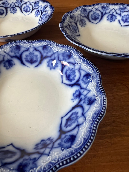 (SET of 4) Grindley Antique Blue Flow Transferware Small Bowls c. 19th century