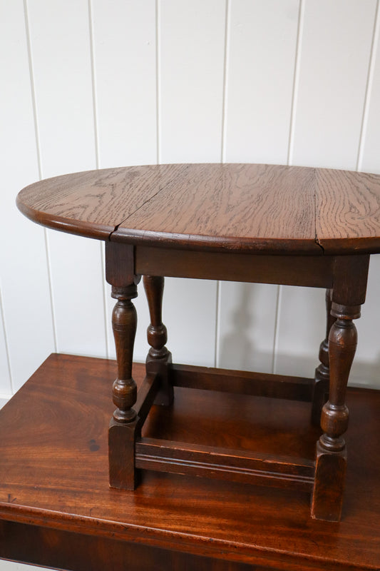 Petite English Oak Drop Leaf Cocktail Table