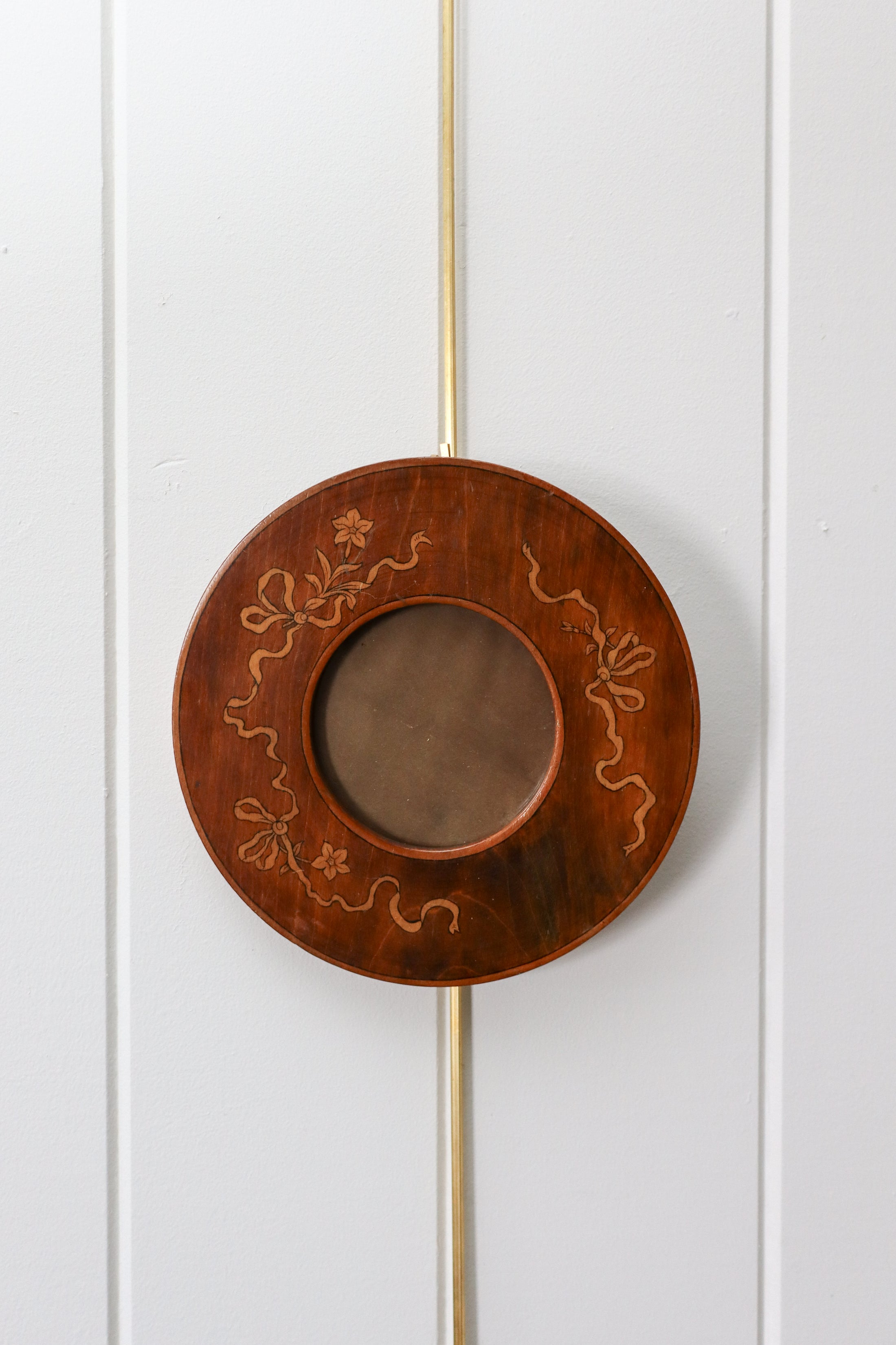 Edwardian Circular Wooden Frame with Bow Inlay Design