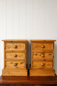 Load image into Gallery viewer, PAIR English Pine 3 Drawer Bedside Chests
