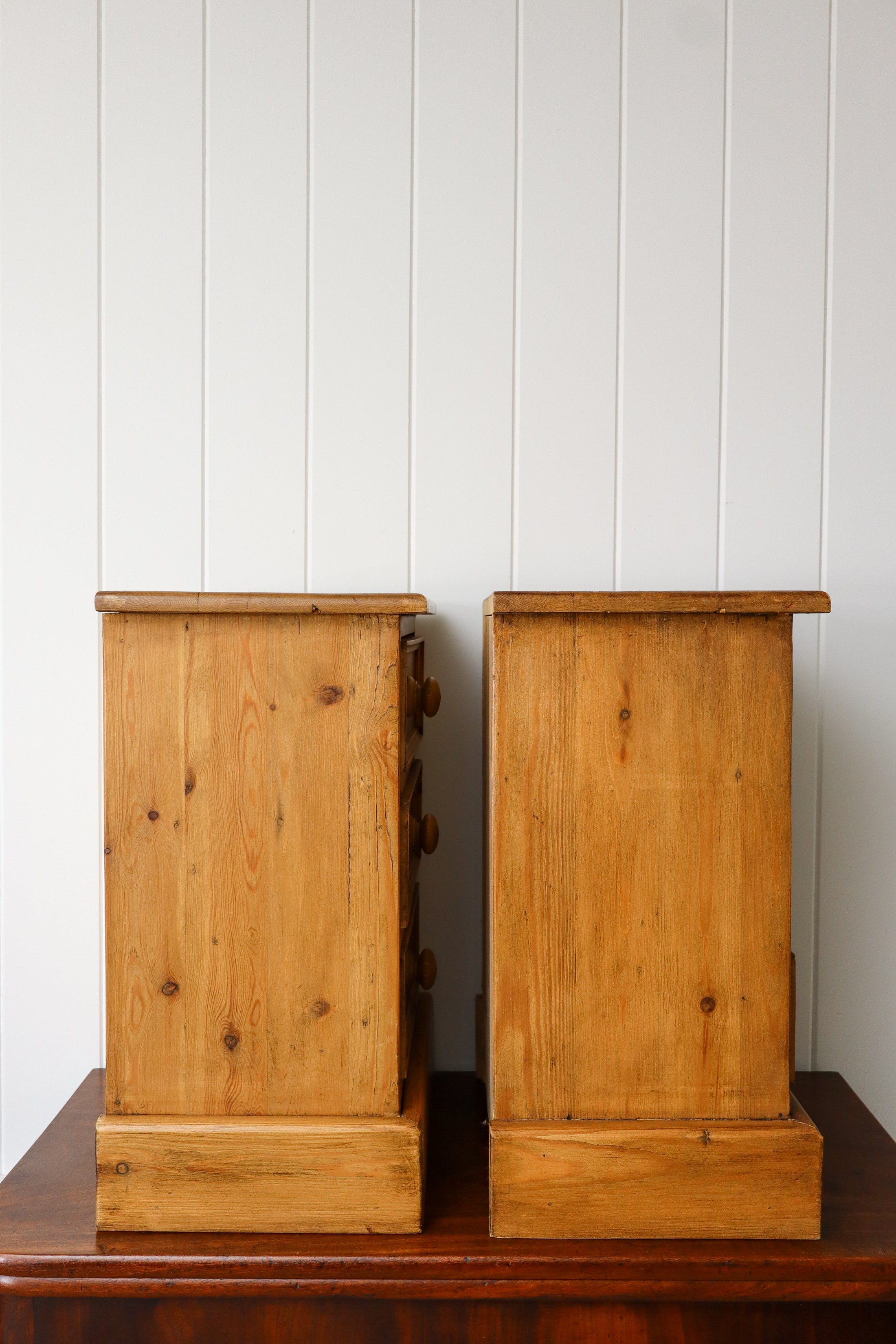 PAIR English Pine 3 Drawer Bedside Chests