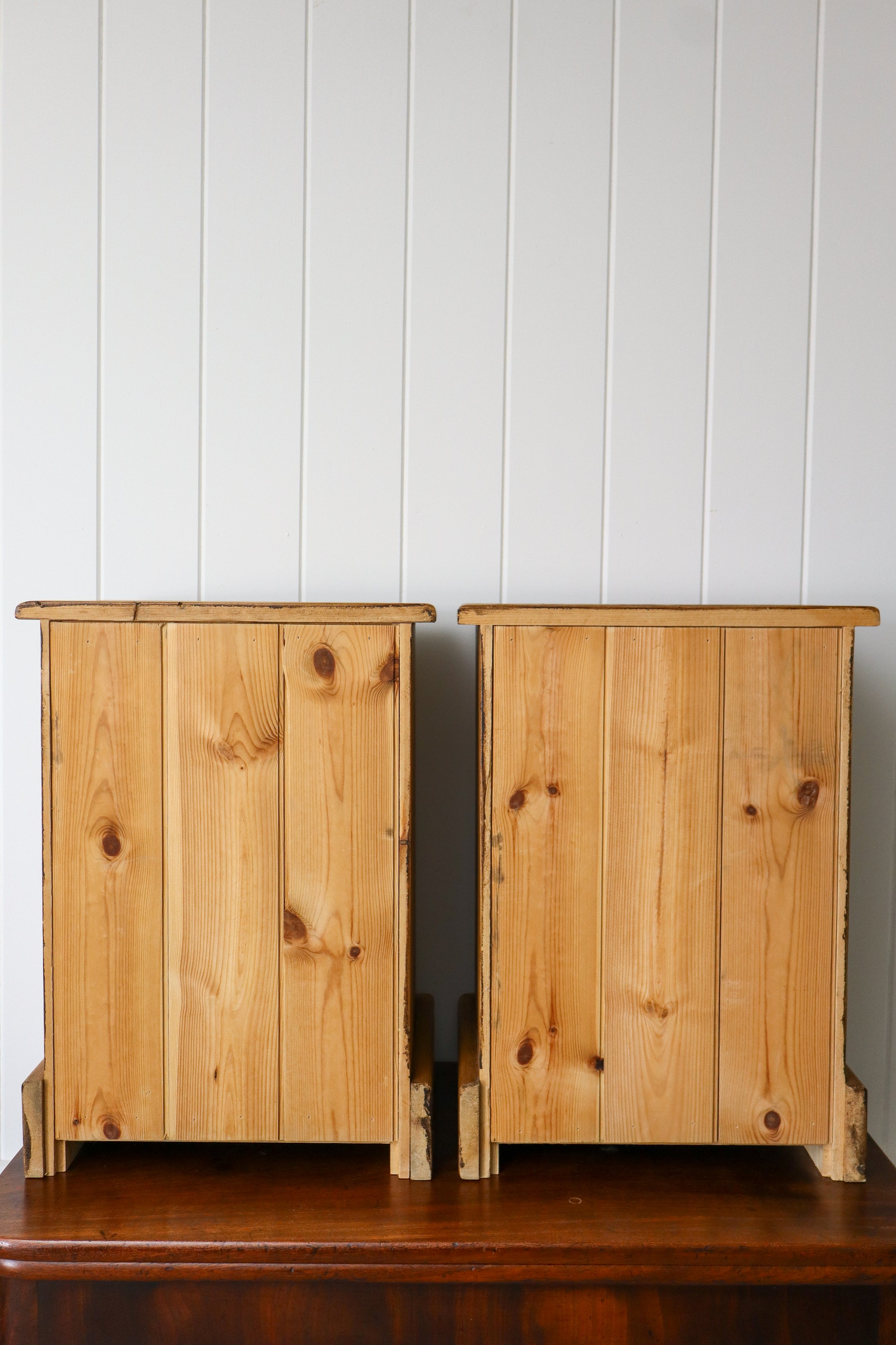 PAIR English Pine 3 Drawer Bedside Chests
