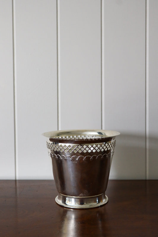 English Silverplate Reticulated Ice Bucket/Planter