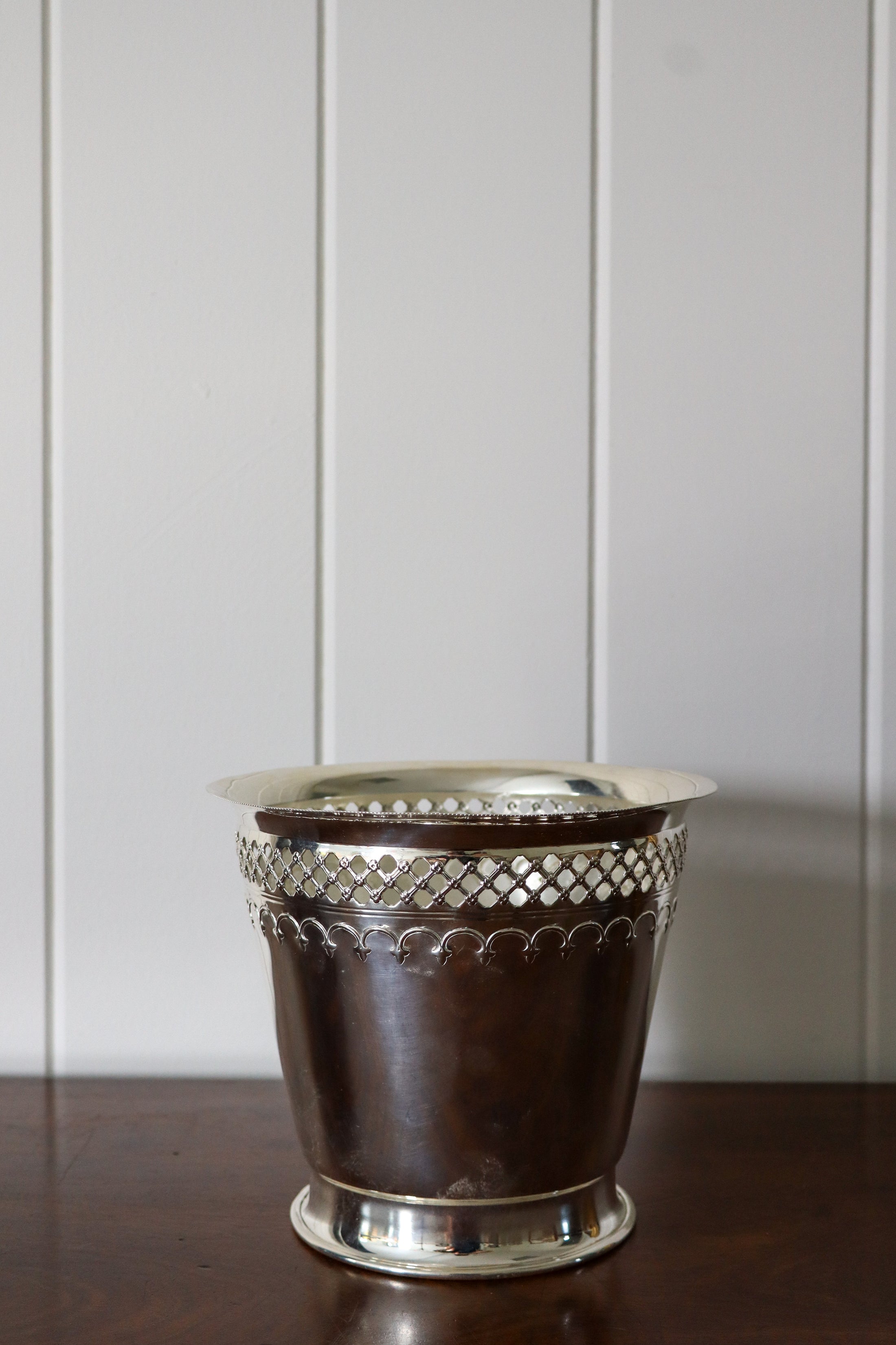 English Silverplate Reticulated Ice Bucket/Planter