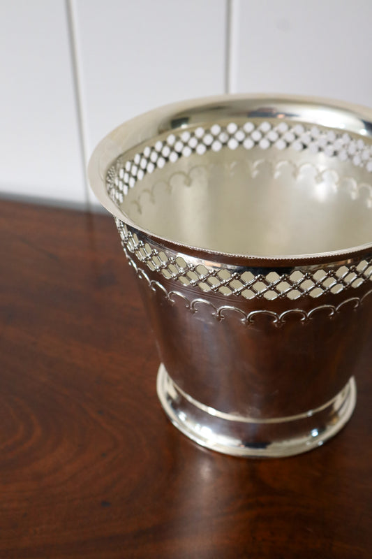 English Silverplate Reticulated Ice Bucket/Planter