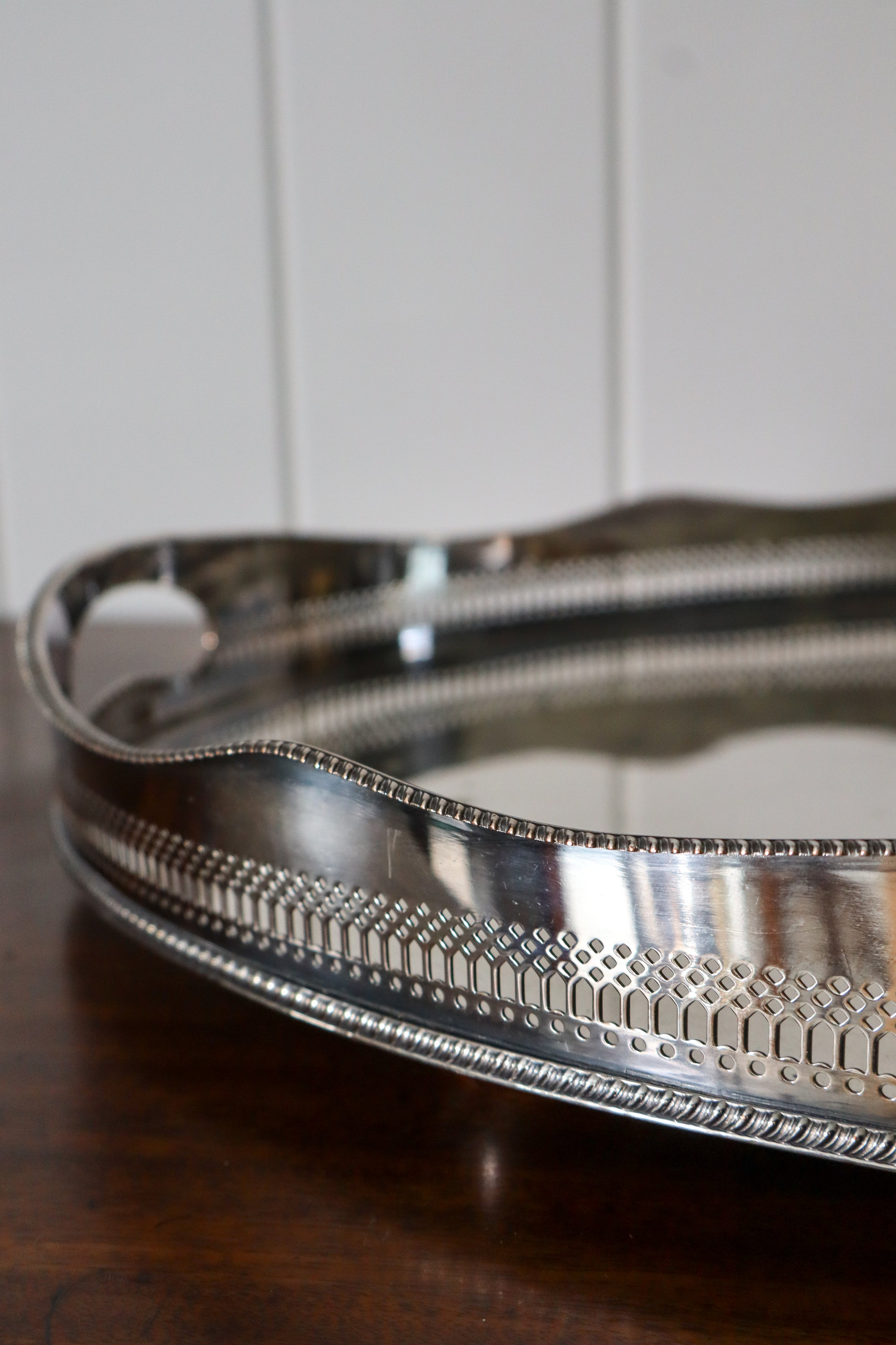 Large Scalloped Silverplate Butlers Tray