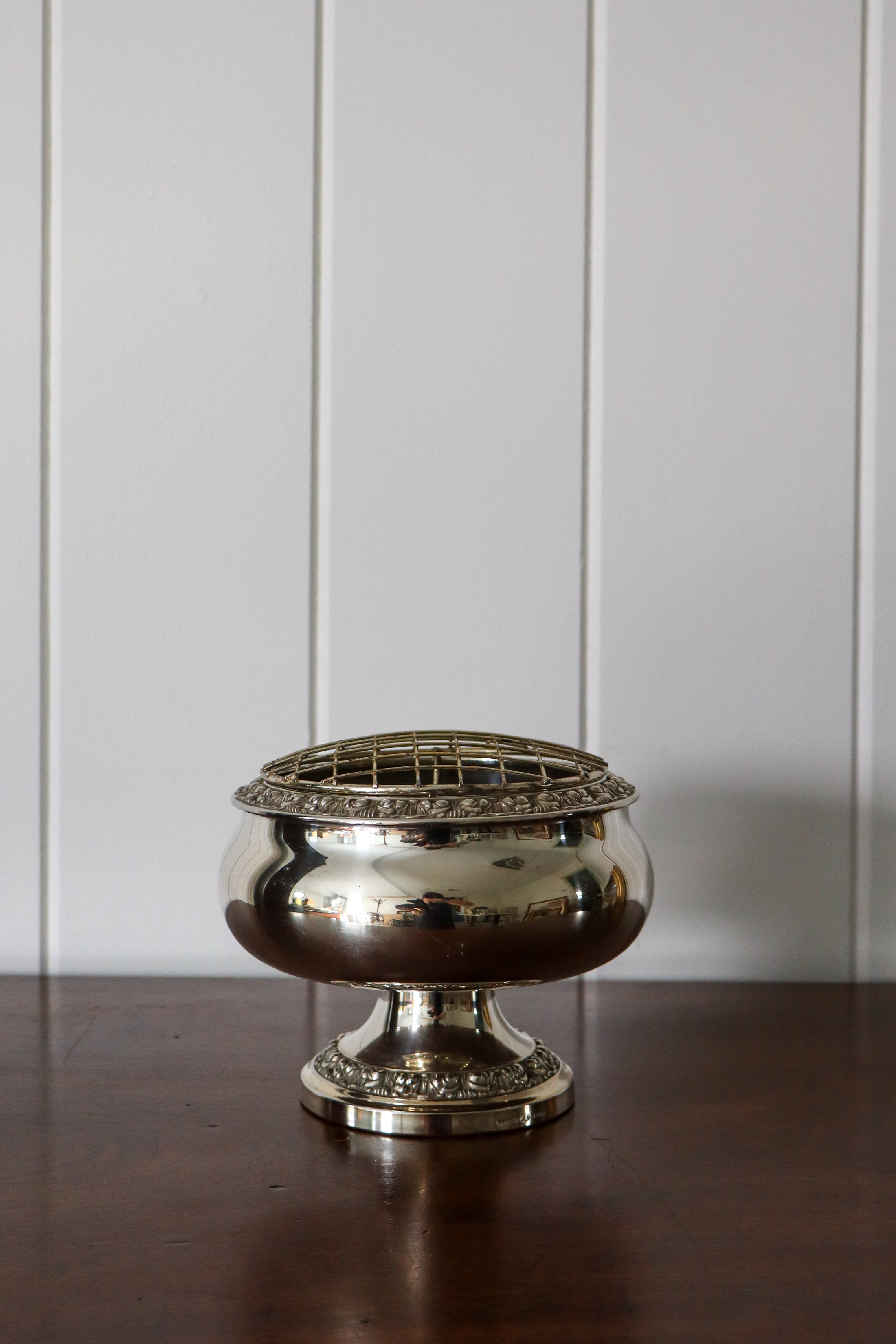 Large Silver Plate Pedestal with Frogger