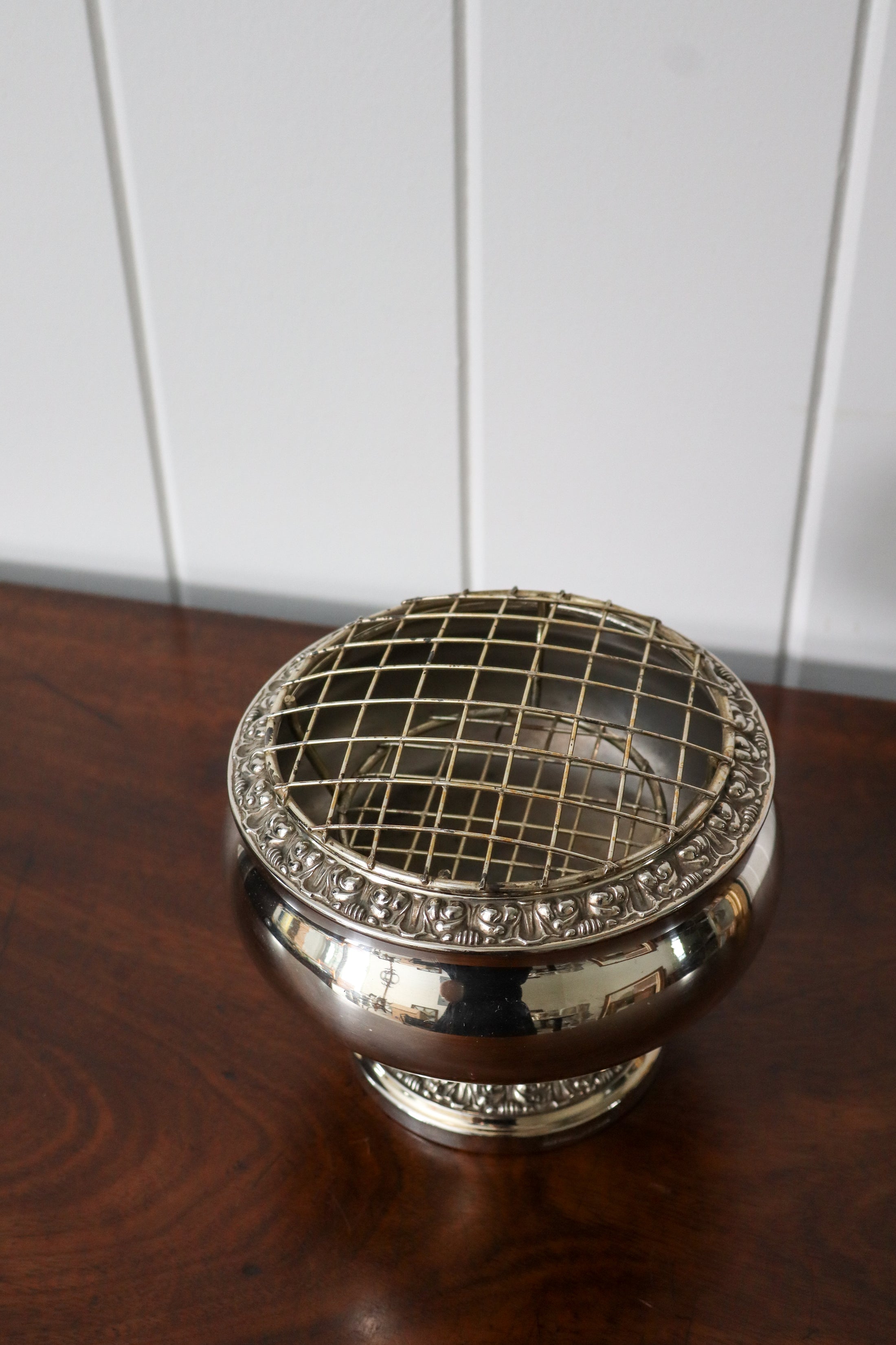 Large Silver Plate Pedestal with Frogger