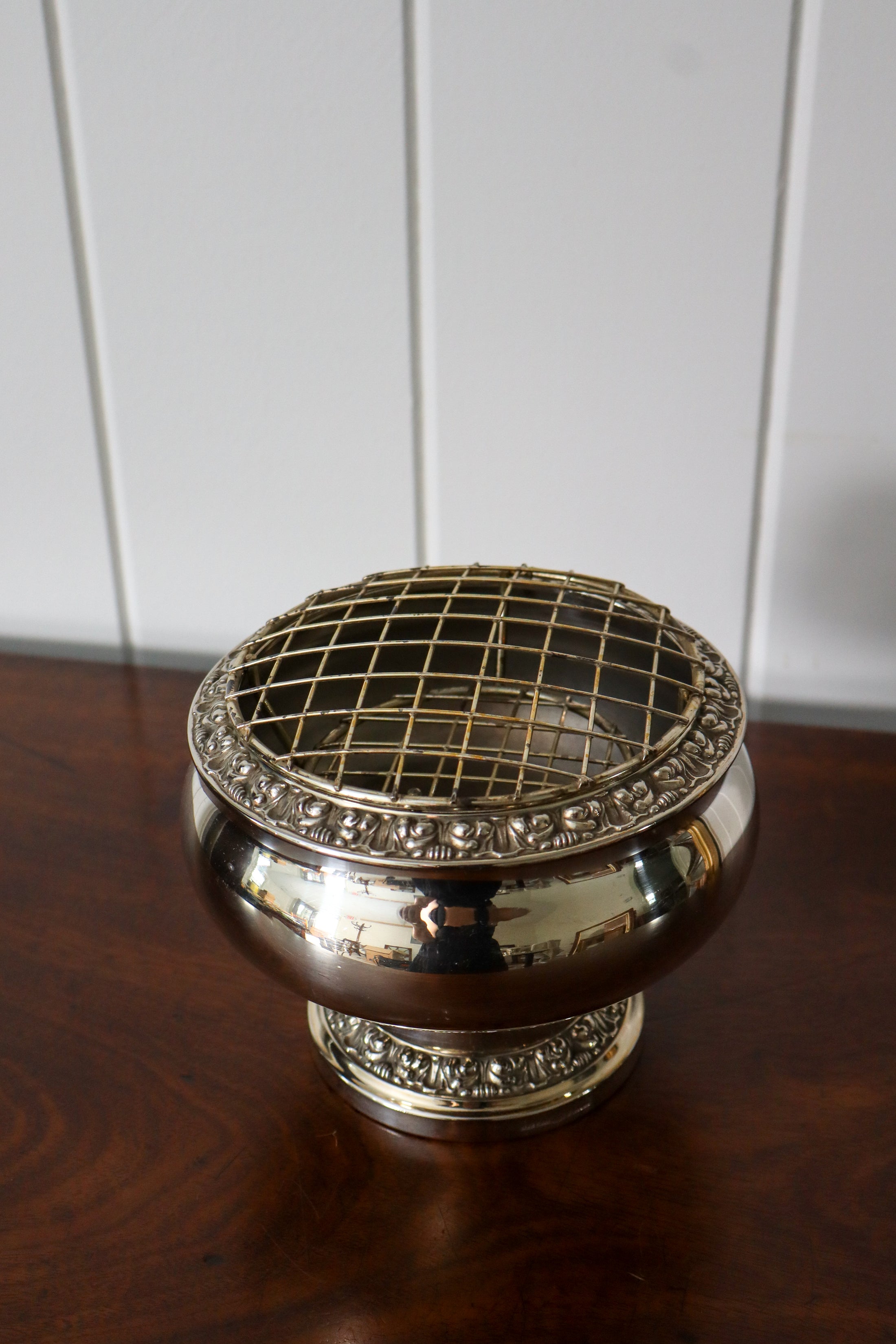 Large Silver Plate Pedestal with Frogger