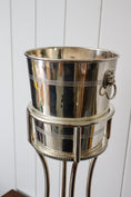 Load image into Gallery viewer, English Plate Champagne Bucket with Military Engraving (British NAAFI) and Stand
