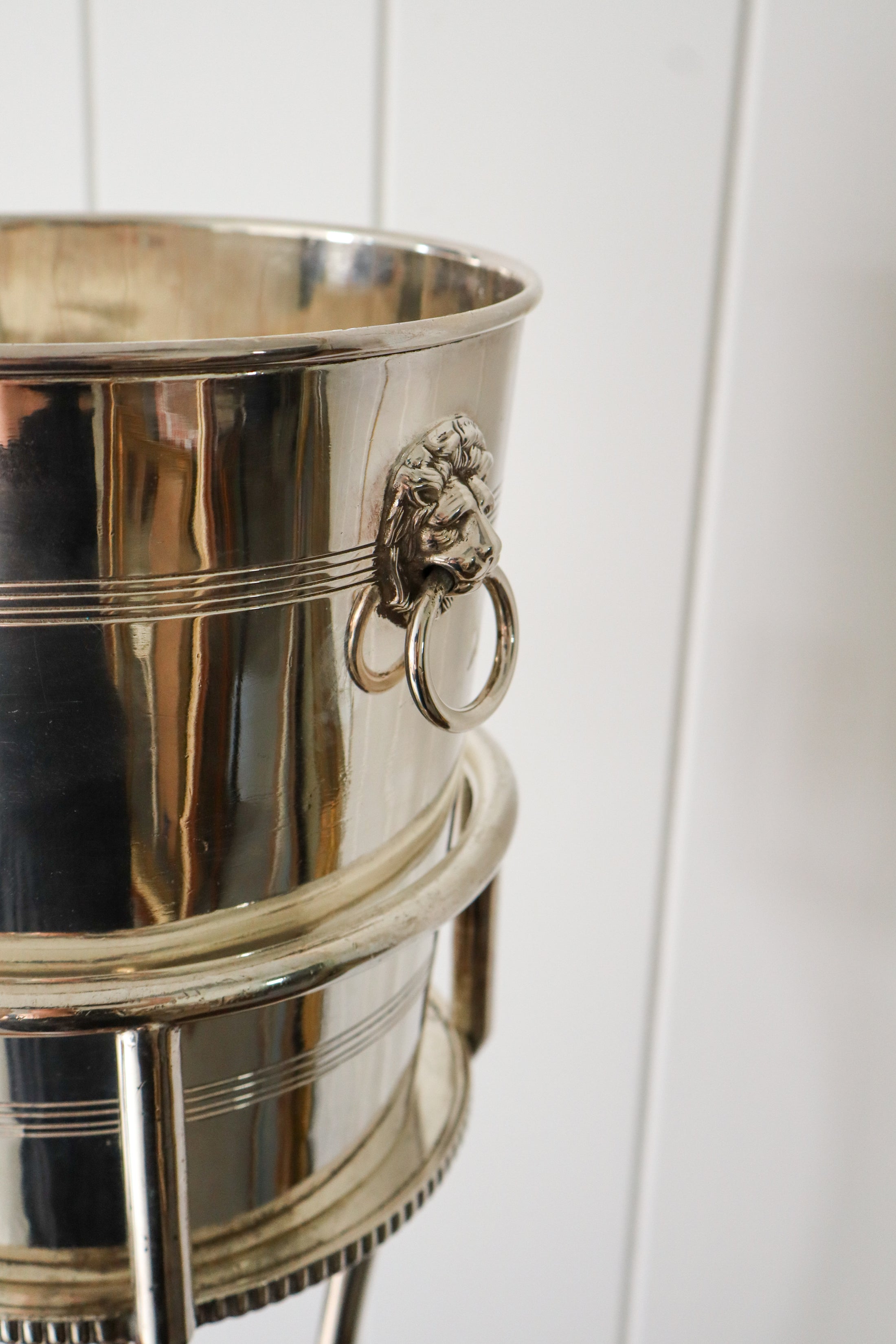 English Plate Champagne Bucket with Military Engraving (British NAAFI) and Stand