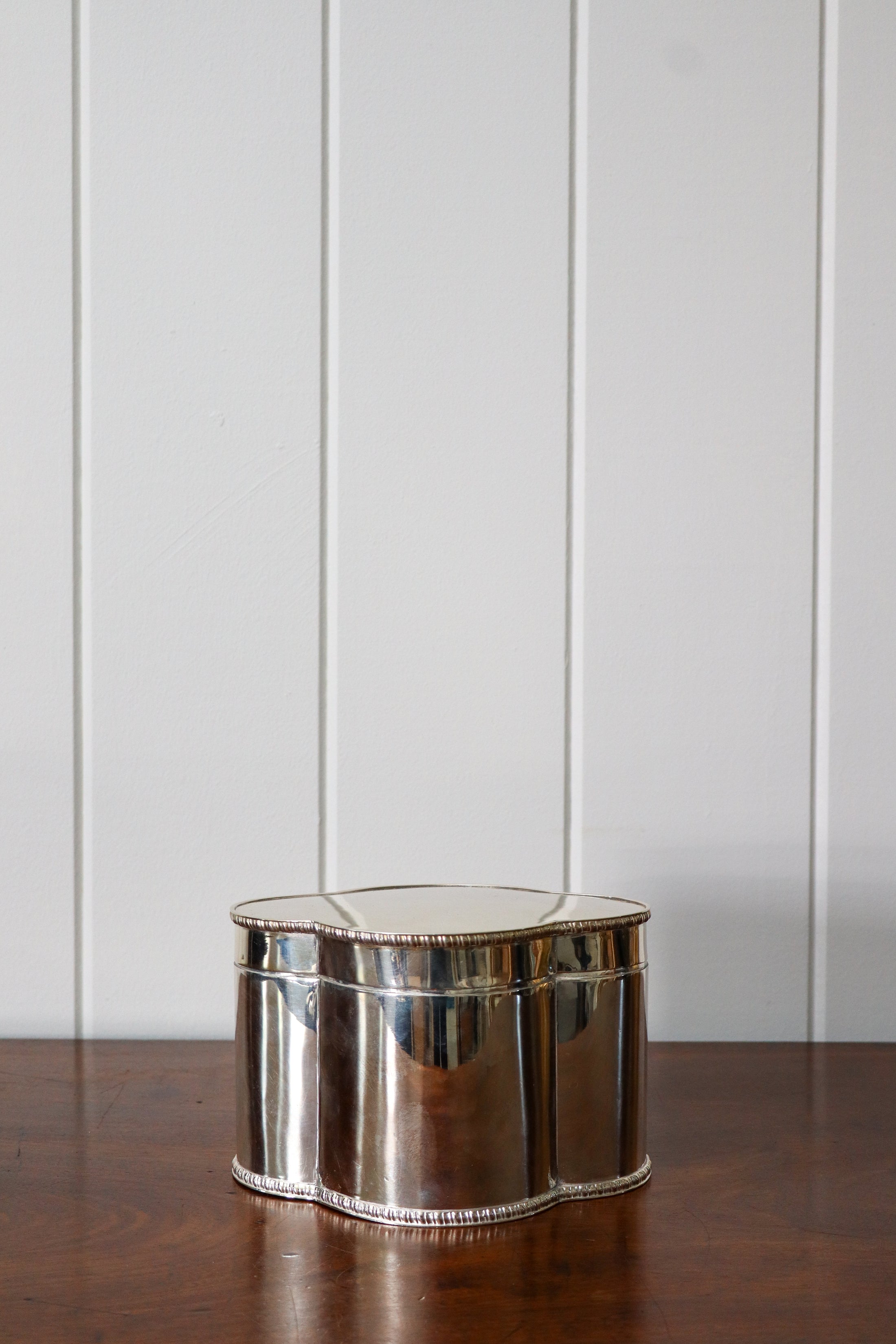 English Silver Plate Scalloped Biscuit Tin