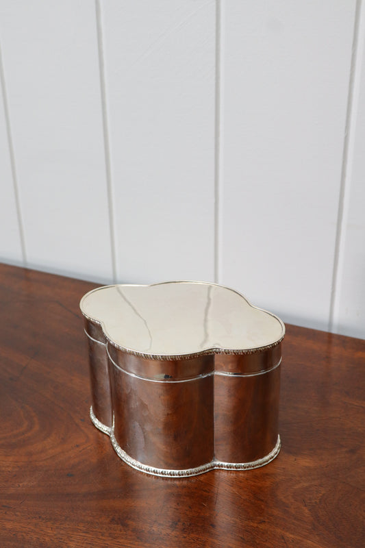 English Silver Plate Scalloped Biscuit Tin