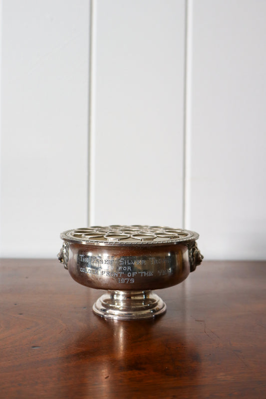 Sheffield Silverplate Engraved Frogger Vase