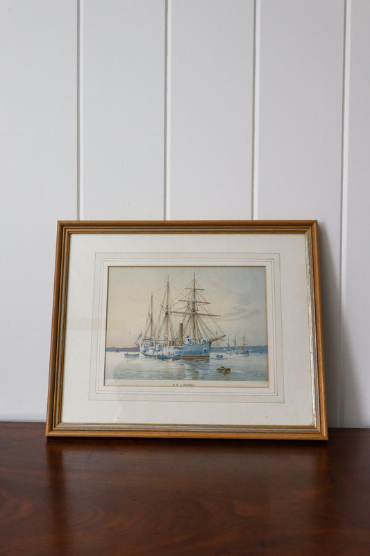 Light Blue Hull Ship Print