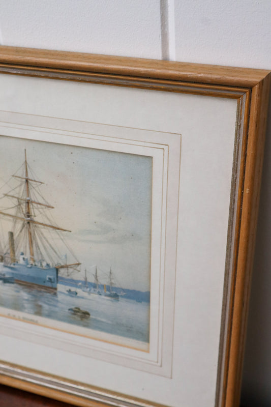 Light Blue Hull Ship Print