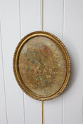 Load image into Gallery viewer, George III Oval Floral Needlework on Silk in Original Hand Carved Gilt Frame (c. 1810)
