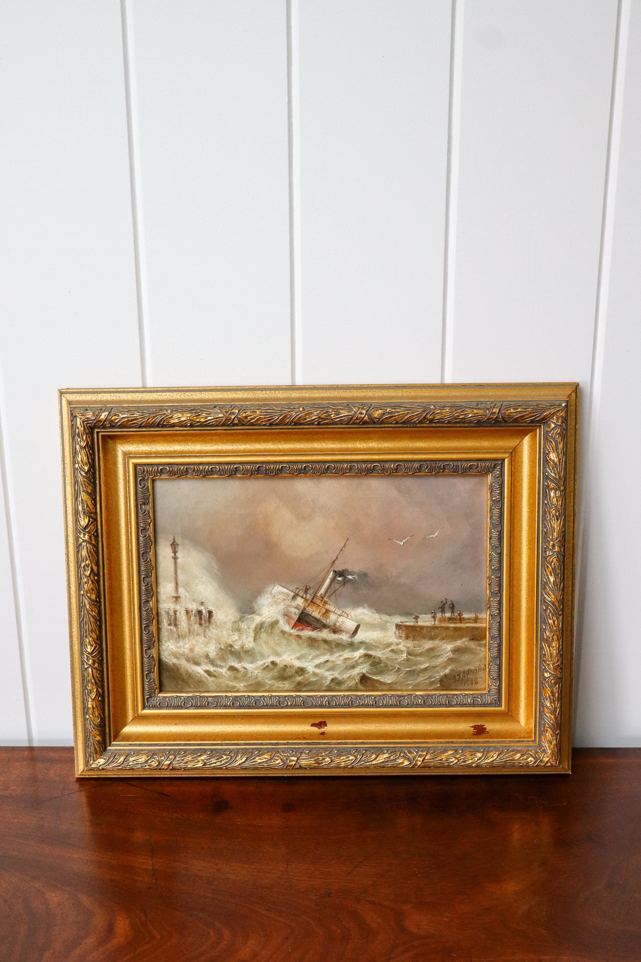 John Taylor Allerston (1828–1914), British — Paddle Steamer Entering Harbour, Signed & Dated 1888, Oil on Canvas