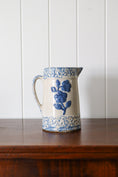 Load image into Gallery viewer, Spongeware No. 3 | 19th Century Blue + White Stoneware Pitcher with Wild Rose Glaze
