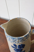 Load image into Gallery viewer, Spongeware No. 3 | 19th Century Blue + White Stoneware Pitcher with Wild Rose Glaze
