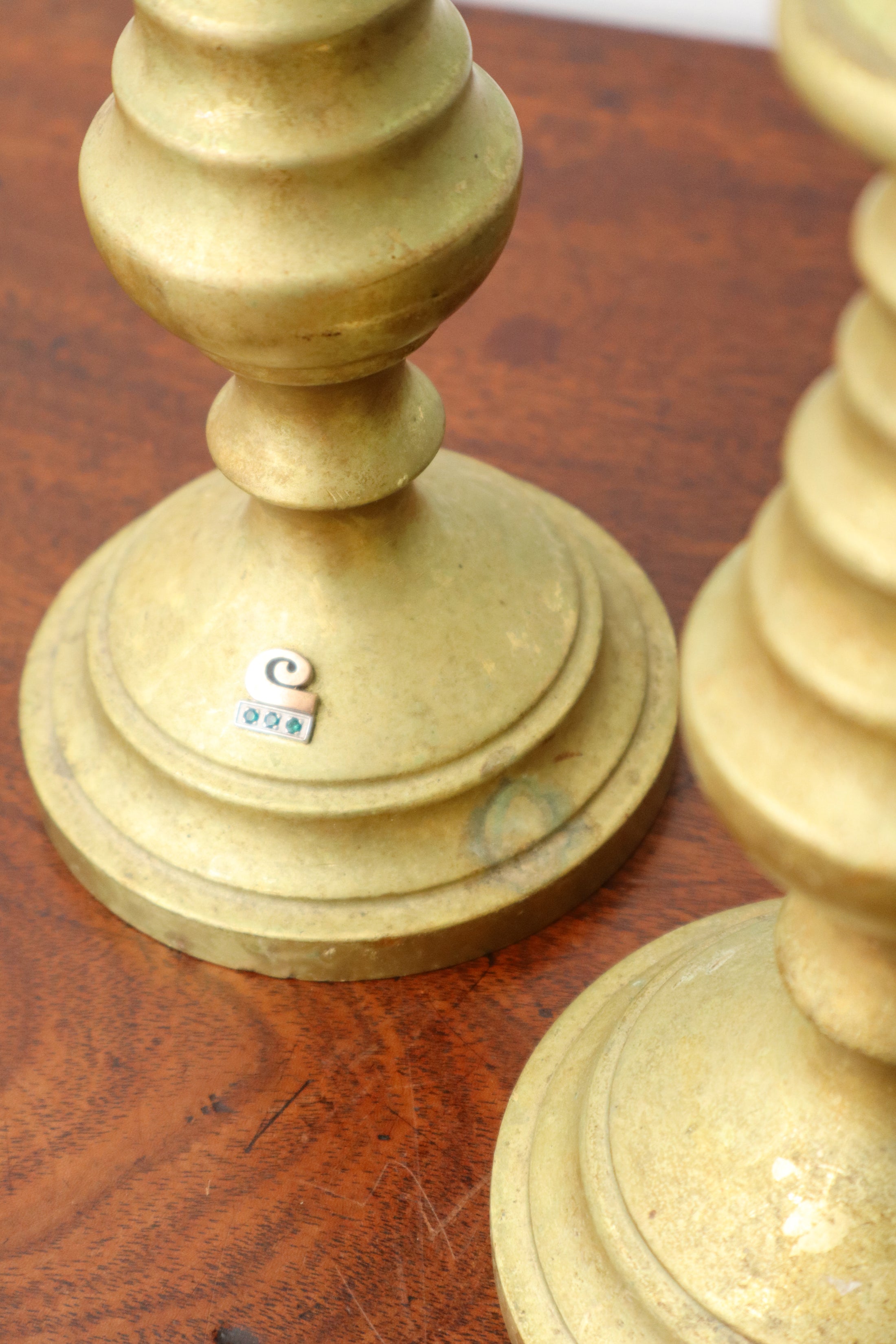 PAIR of Unique Brass Candlesticks | HEAVY 9.75”