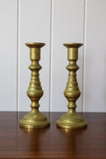 Load image into Gallery viewer, PAIR of Unique Brass Candlesticks | HEAVY 9.75”
