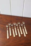 Load image into Gallery viewer, Antique French Sterling Silver + Bone Seafood Forks (Shrimp, Oyster) | SET of 8
