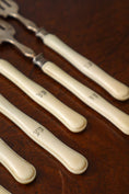 Load image into Gallery viewer, Antique French Sterling Silver + Bone Seafood Forks (Shrimp, Oyster) | SET of 8
