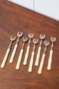 Load image into Gallery viewer, Antique French Sterling Silver + Bone Seafood Forks (Shrimp, Oyster) | SET of 8
