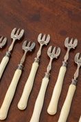 Load image into Gallery viewer, Antique French Sterling Silver + Bone Seafood Forks (Shrimp, Oyster) | SET of 8
