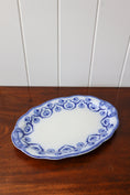 Load image into Gallery viewer, Large W. H. Grindley Antique Blue Flow Transferware Oval Serving Platter 14”x 10”
