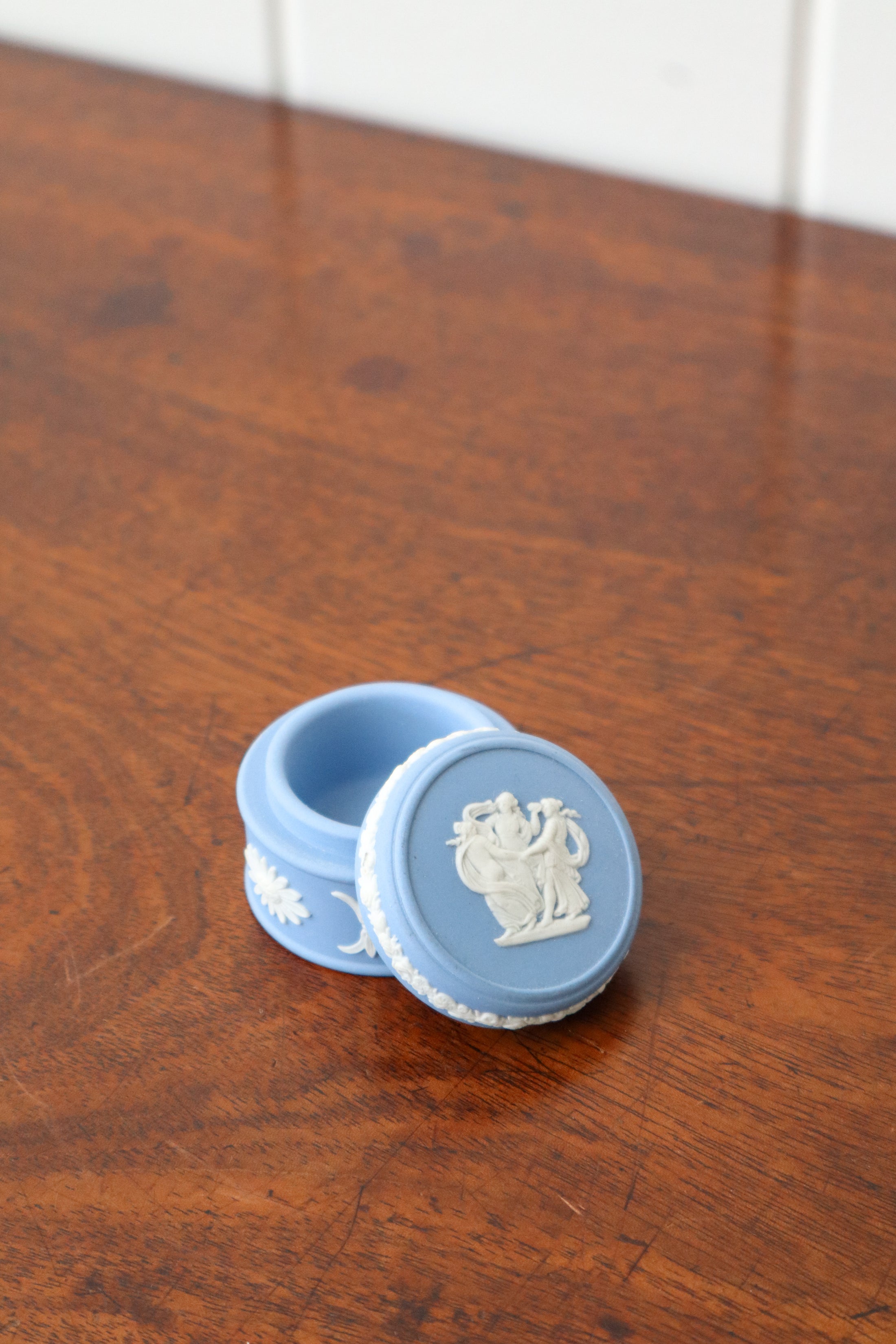 Wedgwood Blue Jasperware Circular Lidded Box